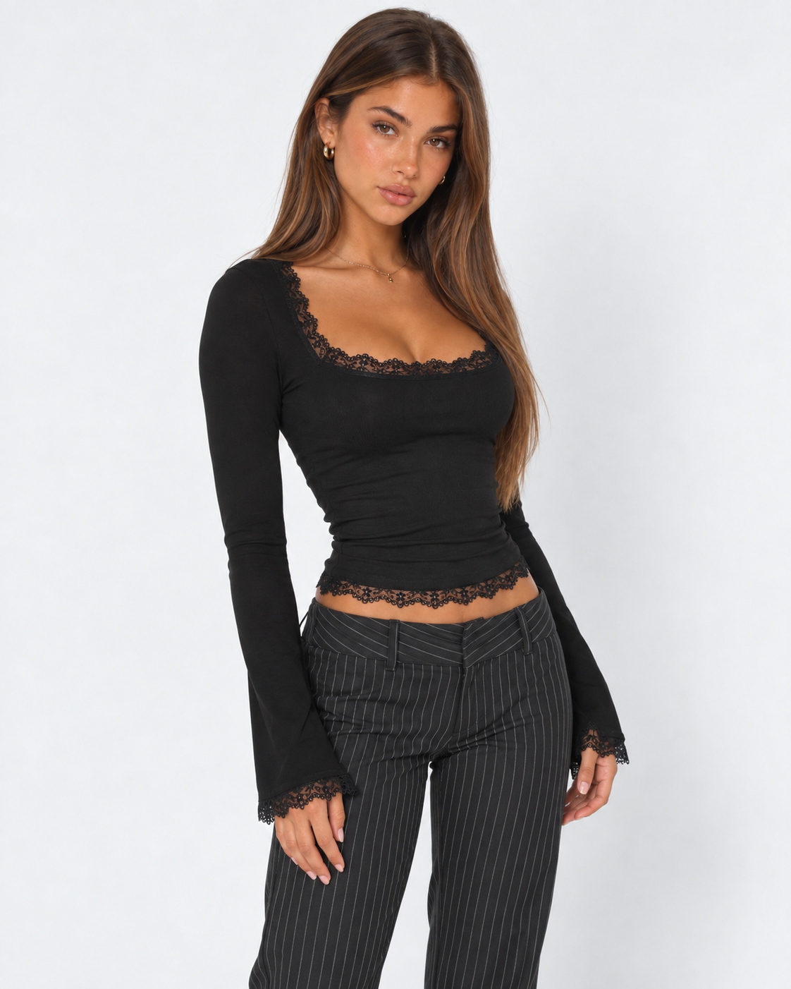 ARIA | Lace Trim Top